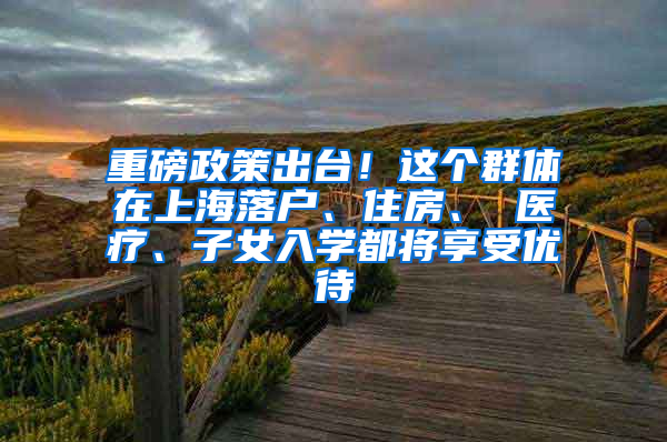 重磅政策出臺！這個群體在上海落戶、住房、 醫(yī)療、子女入學都將享受優(yōu)待