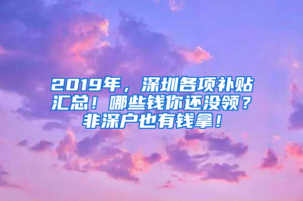 2019年，深圳各項補貼匯總！哪些錢你還沒領(lǐng)？非深戶也有錢拿！