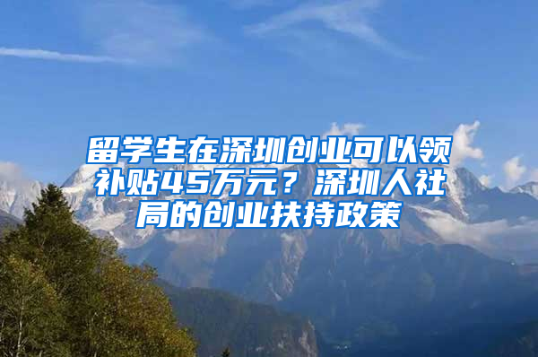 留學(xué)生在深圳創(chuàng)業(yè)可以領(lǐng)補(bǔ)貼45萬(wàn)元？深圳人社局的創(chuàng)業(yè)扶持政策