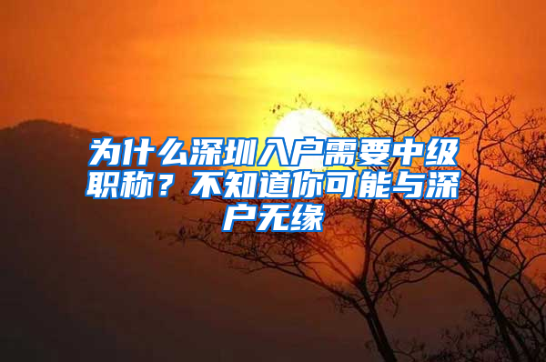 為什么深圳入戶(hù)需要中級(jí)職稱(chēng)？不知道你可能與深戶(hù)無(wú)緣