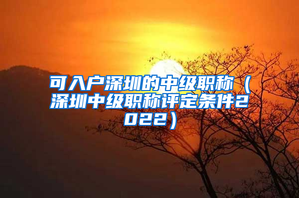 可入戶深圳的中級職稱（深圳中級職稱評定條件2022）