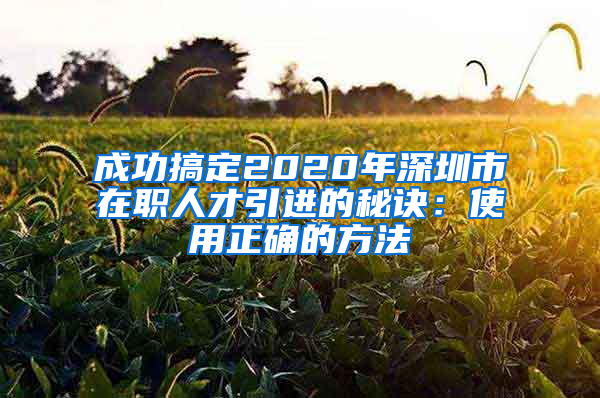 成功搞定2020年深圳市在職人才引進(jìn)的秘訣：使用正確的方法