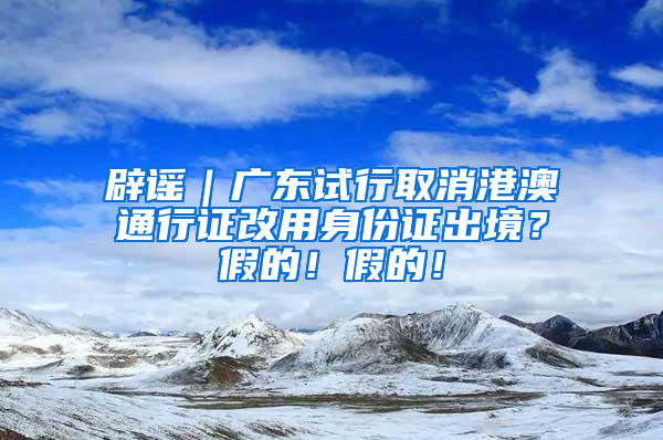 辟謠｜廣東試行取消港澳通行證改用身份證出境？假的！假的！