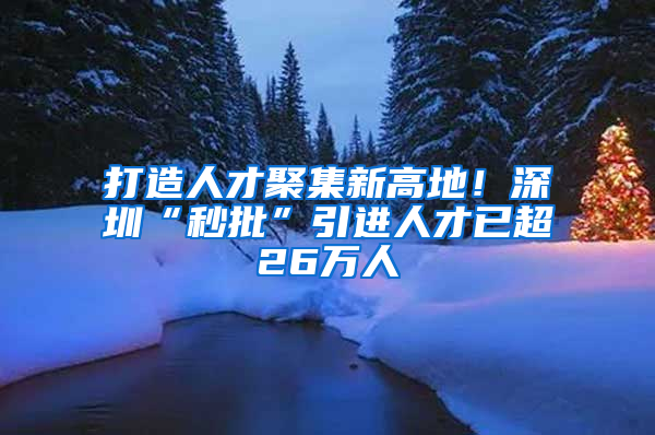 打造人才聚集新高地！深圳“秒批”引進(jìn)人才已超26萬人