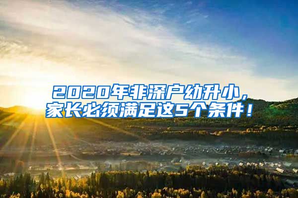 2020年非深戶幼升小，家長必須滿足這5個條件！