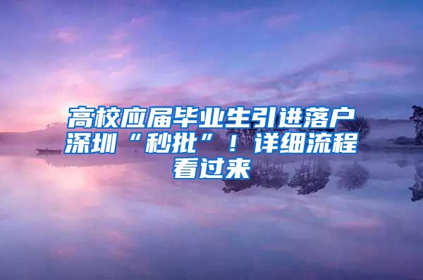 高校應(yīng)屆畢業(yè)生引進(jìn)落戶深圳“秒批”！詳細(xì)流程看過來