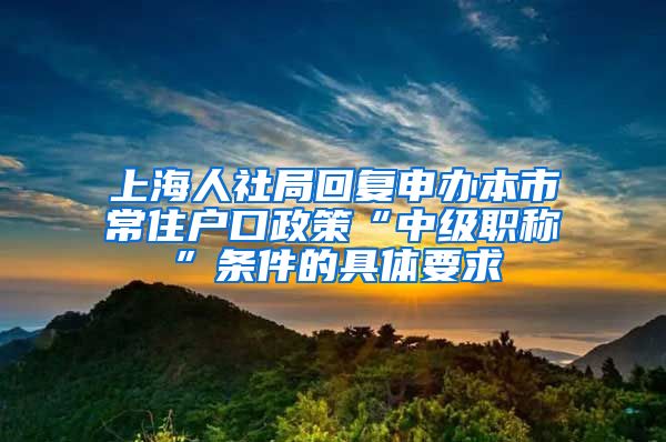 上海人社局回復(fù)申辦本市常住戶口政策“中級職稱”條件的具體要求