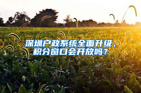 深圳戶政系統(tǒng)全面升級，積分窗口會開放嗎？