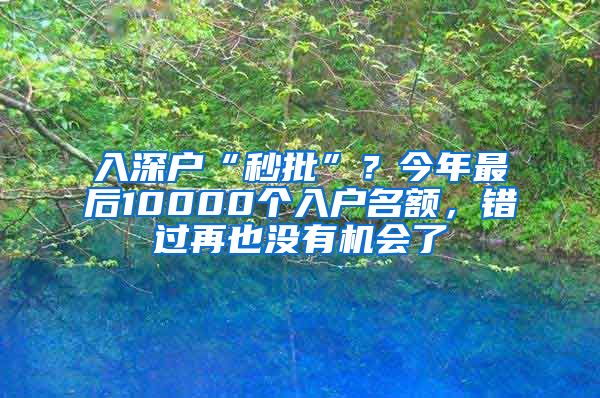 入深戶“秒批”？今年最后10000個(gè)入戶名額，錯(cuò)過再也沒有機(jī)會(huì)了