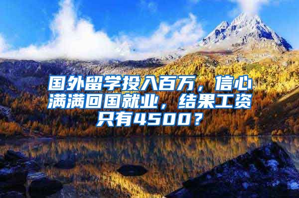 國外留學投入百萬，信心滿滿回國就業(yè)，結果工資只有4500？