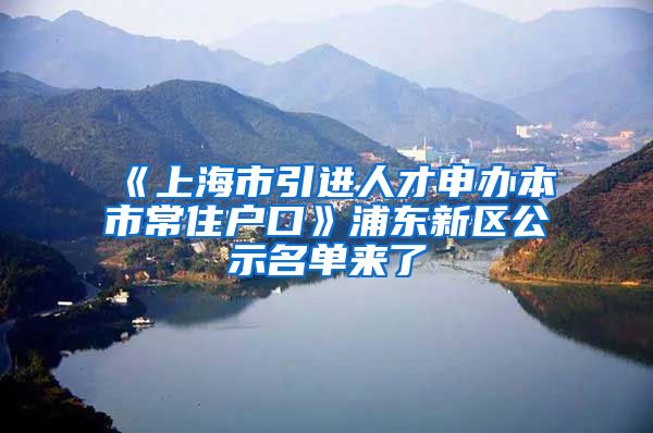 《上海市引進人才申辦本市常住戶口》浦東新區(qū)公示名單來了