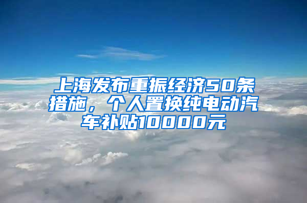 上海發(fā)布重振經(jīng)濟(jì)50條措施，個(gè)人置換純電動(dòng)汽車補(bǔ)貼10000元