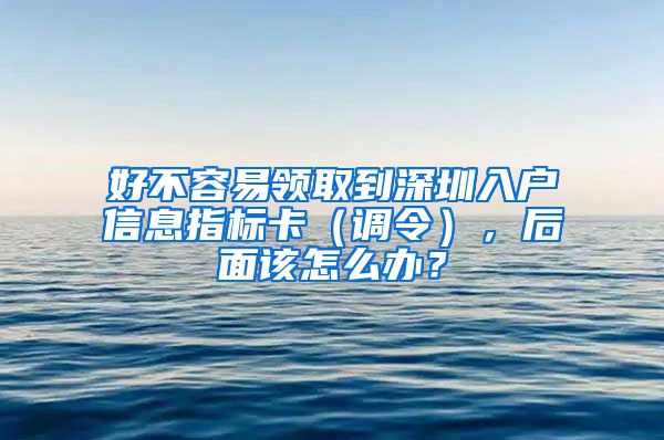 好不容易領(lǐng)取到深圳入戶信息指標(biāo)卡（調(diào)令），后面該怎么辦？