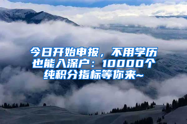 今日開始申報，不用學歷也能入深戶：10000個純積分指標等你來~