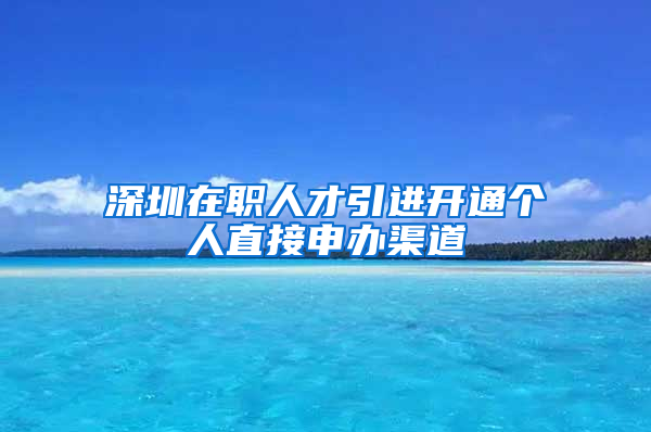 深圳在職人才引進(jìn)開通個(gè)人直接申辦渠道