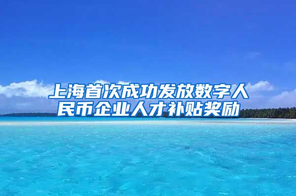 上海首次成功發(fā)放數(shù)字人民幣企業(yè)人才補貼獎勵