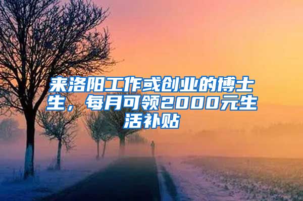 來洛陽工作或創(chuàng)業(yè)的博士生，每月可領(lǐng)2000元生活補(bǔ)貼