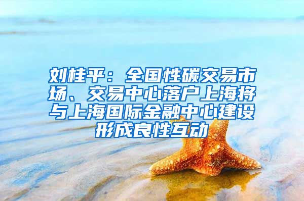 劉桂平：全國性碳交易市場、交易中心落戶上海將與上海國際金融中心建設形成良性互動