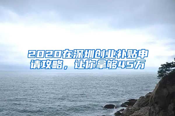 2020在深圳創(chuàng)業(yè)補貼申請攻略，讓你拿夠45萬