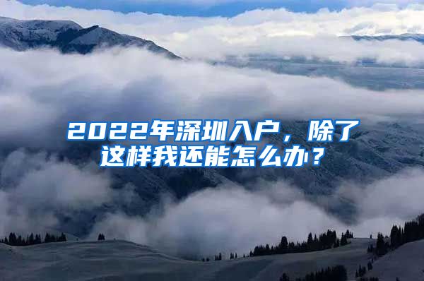 2022年深圳入戶，除了這樣我還能怎么辦？