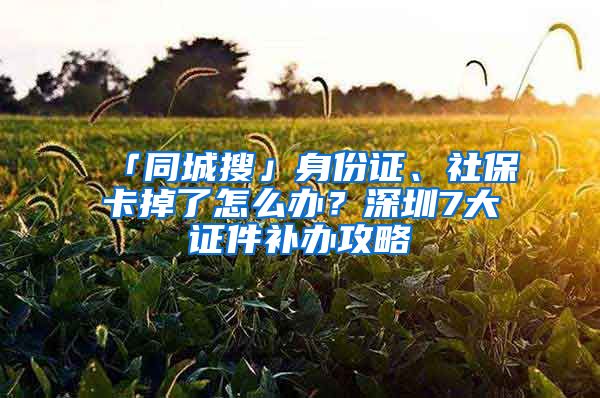 「同城搜」身份證、社?？ǖ袅嗽趺崔k？深圳7大證件補辦攻略