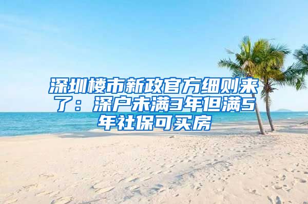 深圳樓市新政官方細則來了：深戶未滿3年但滿5年社?？少I房