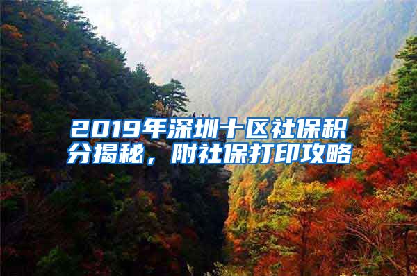 2019年深圳十區(qū)社保積分揭秘，附社保打印攻略