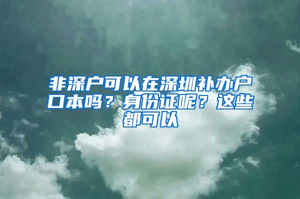 非深戶可以在深圳補(bǔ)辦戶口本嗎？身份證呢？這些都可以