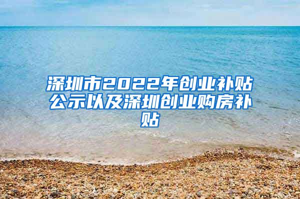 深圳市2022年創(chuàng)業(yè)補(bǔ)貼公示以及深圳創(chuàng)業(yè)購房補(bǔ)貼