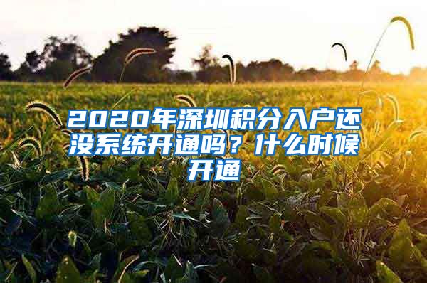 2020年深圳積分入戶還沒系統(tǒng)開通嗎？什么時候開通