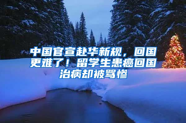 中國官宣赴華新規(guī)，回國更難了！留學(xué)生患癌回國治病卻被罵慘