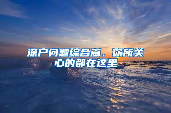 深戶問題綜合篇、你所關(guān)心的都在這里