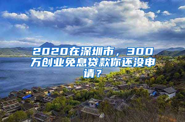 2020在深圳市，300萬創(chuàng)業(yè)免息貸款你還沒申請？