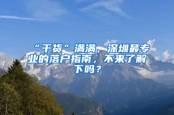 “干貨”滿滿，深圳最專業(yè)的落戶指南，不來了解下嗎？