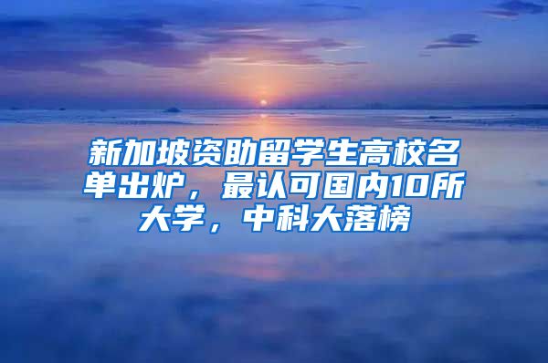 新加坡資助留學(xué)生高校名單出爐，最認(rèn)可國(guó)內(nèi)10所大學(xué)，中科大落榜