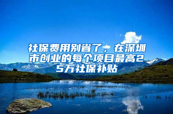 社保費(fèi)用別省了，在深圳市創(chuàng)業(yè)的每個(gè)項(xiàng)目最高25萬(wàn)社保補(bǔ)貼