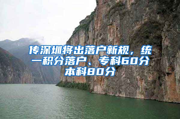 傳深圳將出落戶新規(guī)，統(tǒng)一積分落戶、?？?0分本科80分