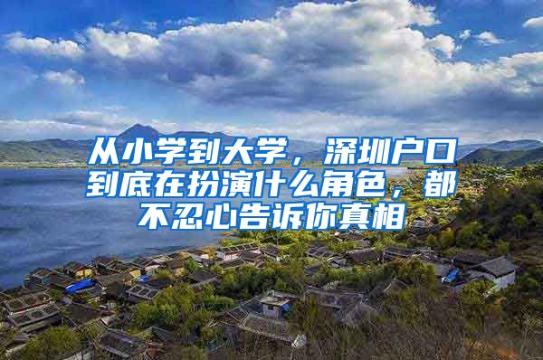 從小學到大學，深圳戶口到底在扮演什么角色，都不忍心告訴你真相