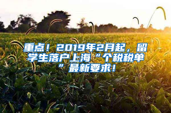 重點(diǎn)！2019年2月起，留學(xué)生落戶上海“個(gè)稅稅單”最新要求！