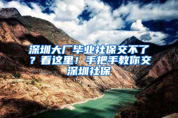 深圳大廠畢業(yè)社保交不了？看這里！手把手教你交深圳社保