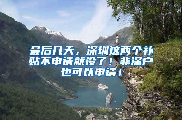 最后幾天，深圳這兩個補貼不申請就沒了！非深戶也可以申請！