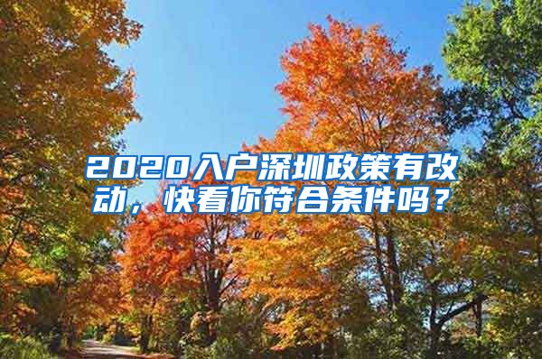 2020入戶深圳政策有改動，快看你符合條件嗎？