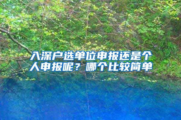 入深戶選單位申報還是個人申報呢？哪個比較簡單