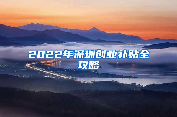 2022年深圳創(chuàng)業(yè)補(bǔ)貼全攻略