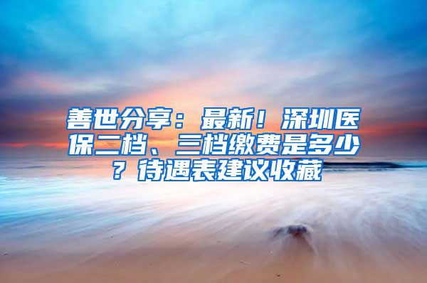 善世分享：最新！深圳醫(yī)保二檔、三檔繳費是多少？待遇表建議收藏