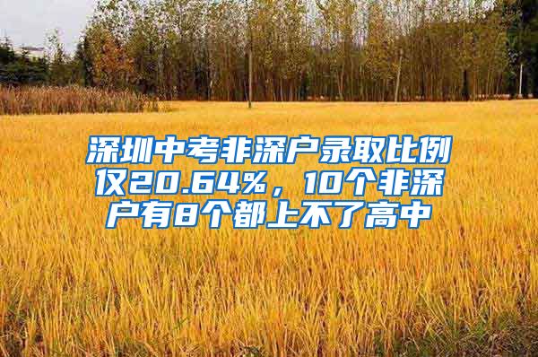 深圳中考非深戶錄取比例僅20.64%，10個非深戶有8個都上不了高中