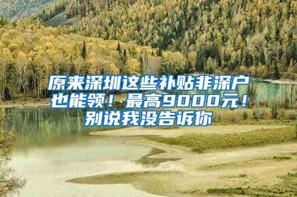 原來深圳這些補(bǔ)貼非深戶也能領(lǐng)！最高9000元！別說我沒告訴你