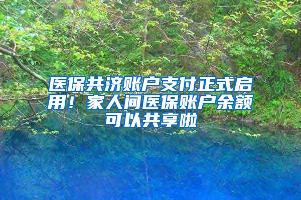 醫(yī)保共濟賬戶支付正式啟用！家人間醫(yī)保賬戶余額可以共享啦