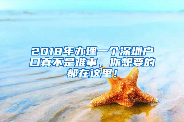 2018年辦理一個深圳戶口真不是難事，你想要的都在這里！