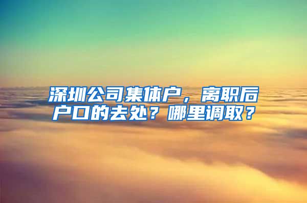 深圳公司集體戶，離職后戶口的去處？哪里調??？